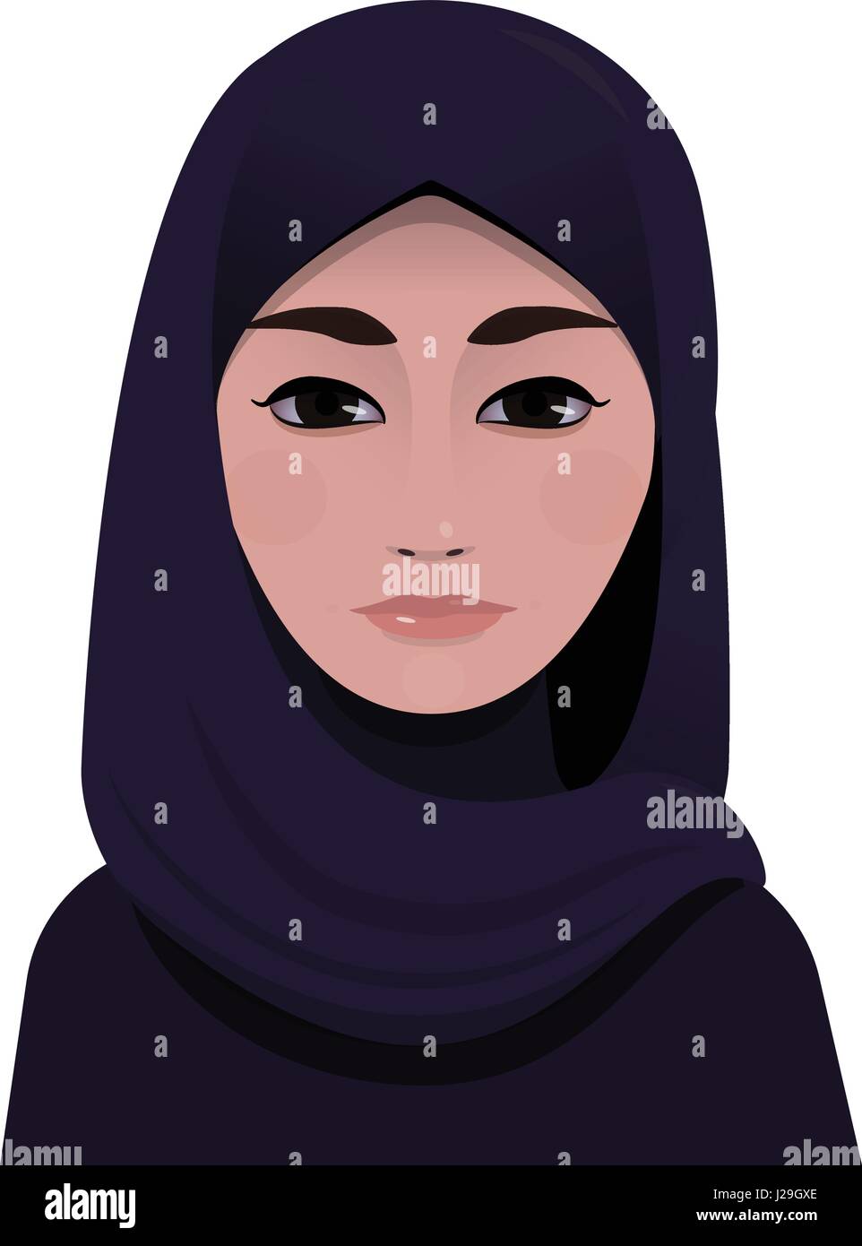 Portrait of muslim beautiful woman in violet hijab Stock Vector Image ...