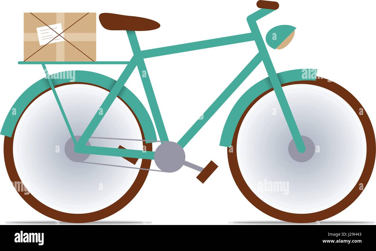 flat fixed-gear bike with a package box Stock Vector