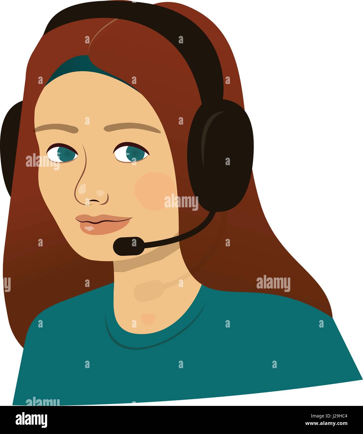 support girl with headphones - call center Stock Vector