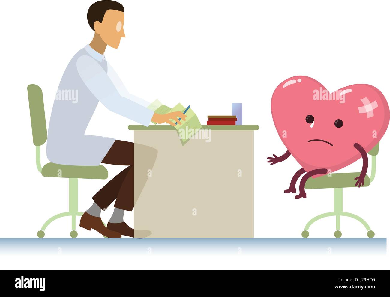Doctor with diseased heart symbol cartoon - World Health Day Stock Vector