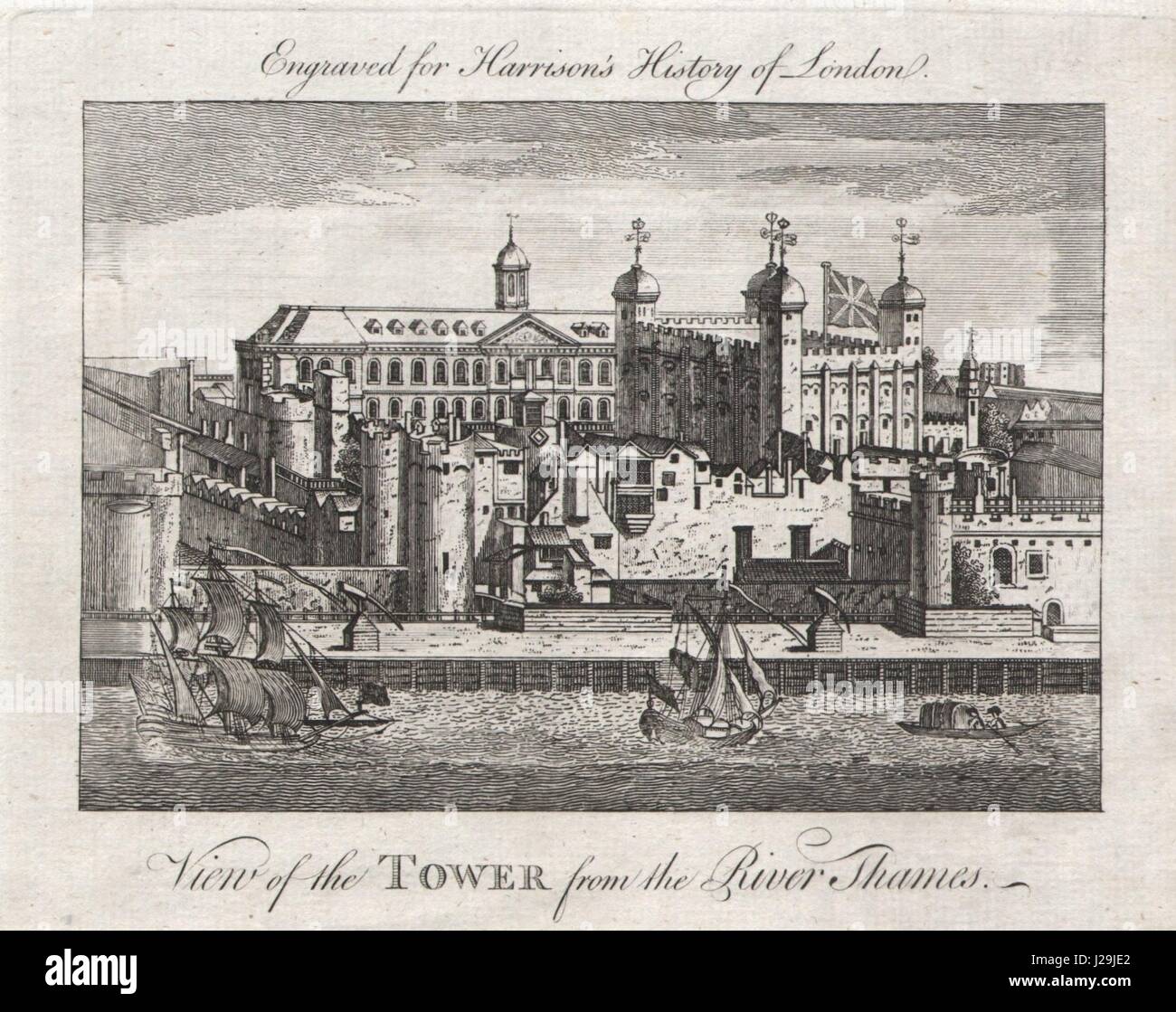 'View of the Tower from the River Thames'. London. Sailing ships. HARRISON 1776 Stock Photo