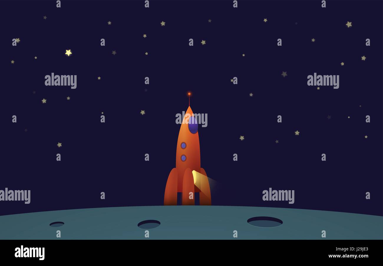 illustration vector red Rocket spaceship startup background Stock ...