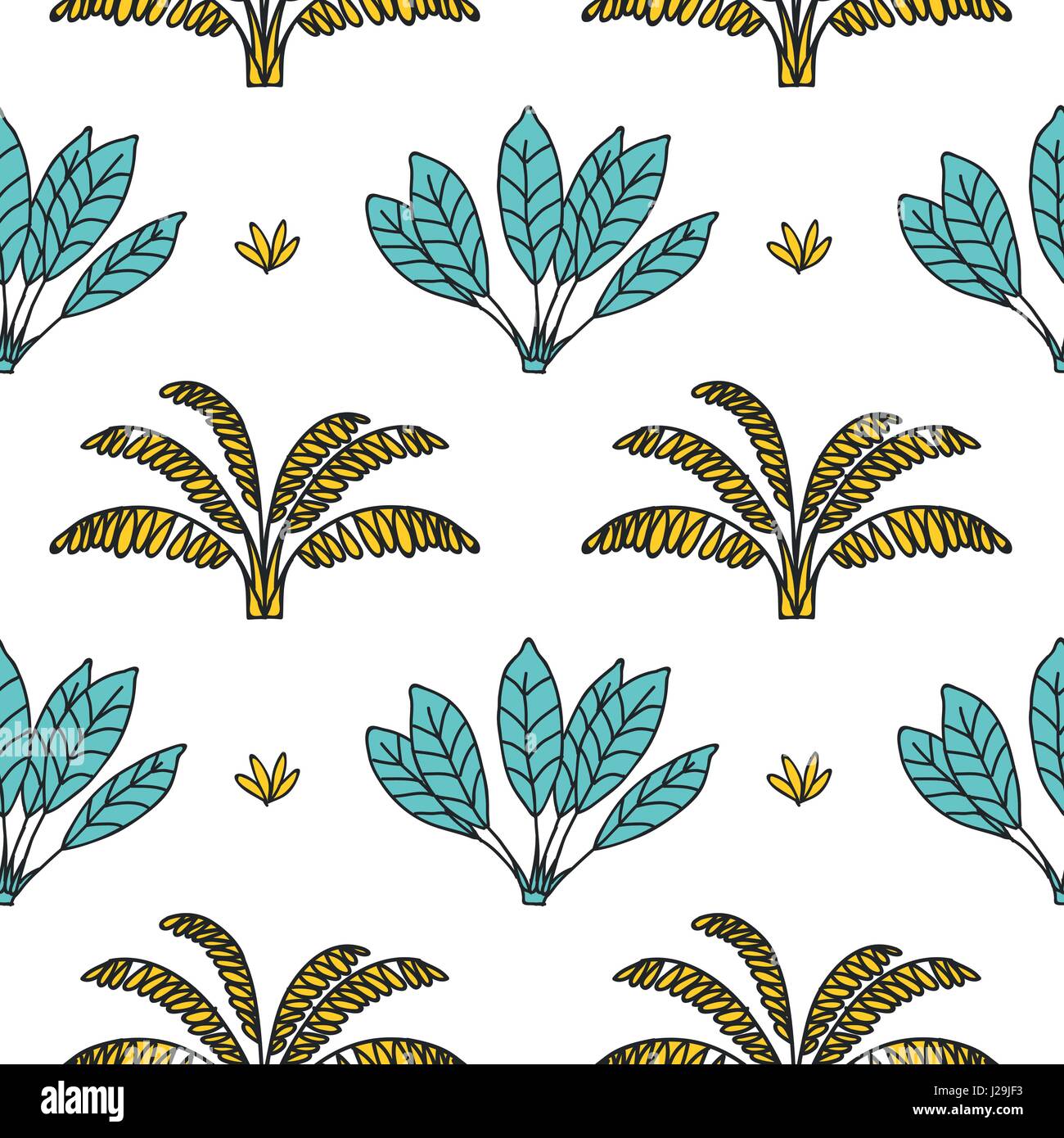 Seamless Tropical Jungle Palm Leaves Pattern Stock Vector Image & Art ...