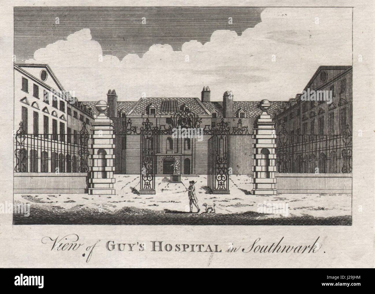 "View of Guy's Hospital in Southwark", London. HARRISON 1776 old