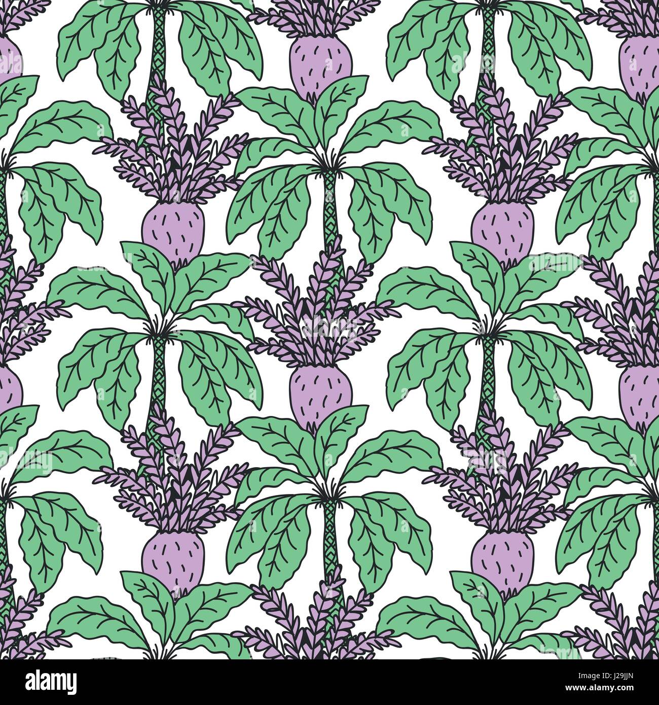 Seamless Tropical Jungle Palm Leaves Pattern Stock Vector Image & Art ...