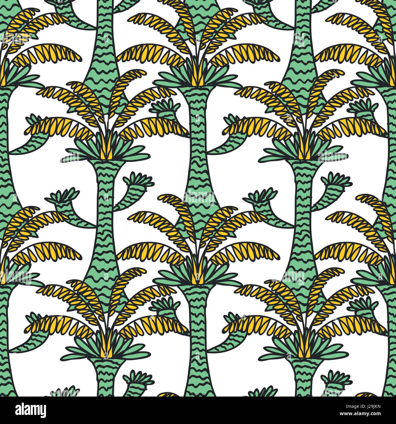Seamless Tropical Jungle Palm Leaves Pattern Stock Vector Image & Art ...
