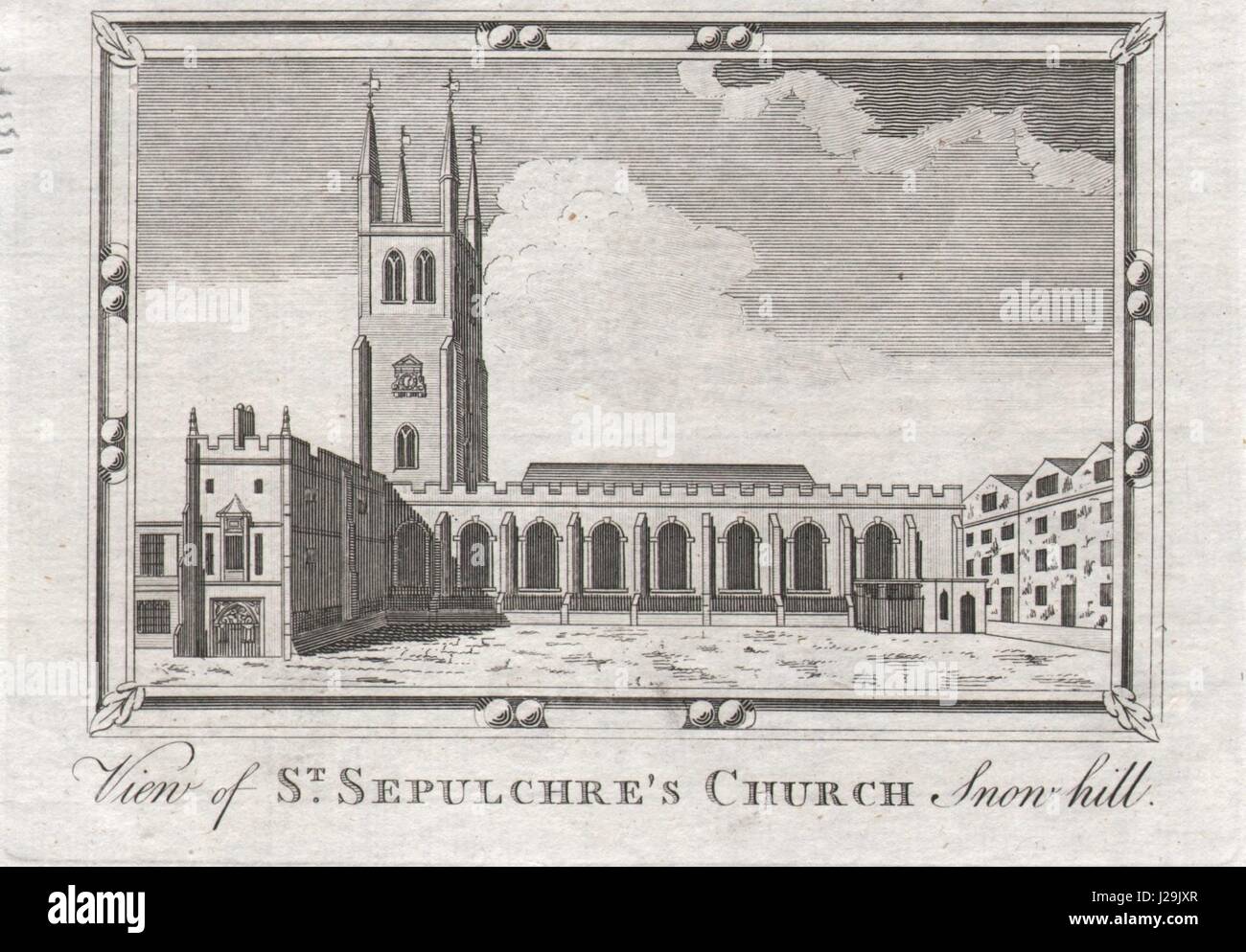 St Sepulchre-without-Newgate, Snowhill. Holborn Viaduct. HARRISON 1776 print Stock Photo