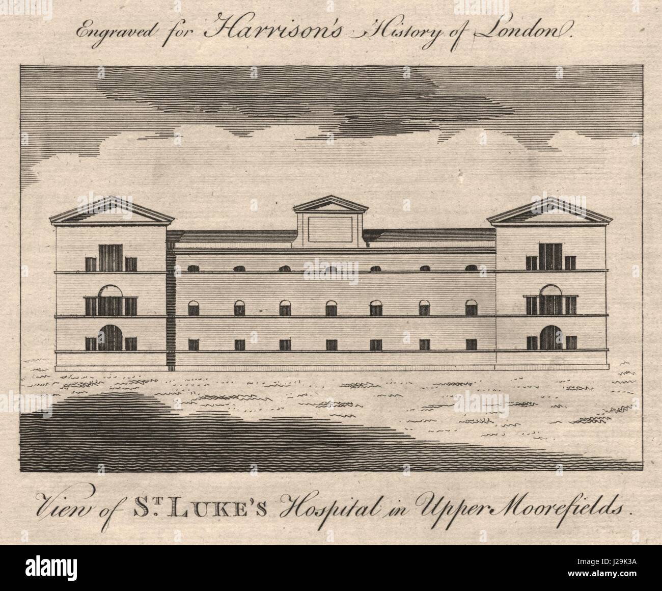 'View of St Luke's Hospital in Upper Moorfields'. Windmill Street. HARRISON 1776 Stock Photo