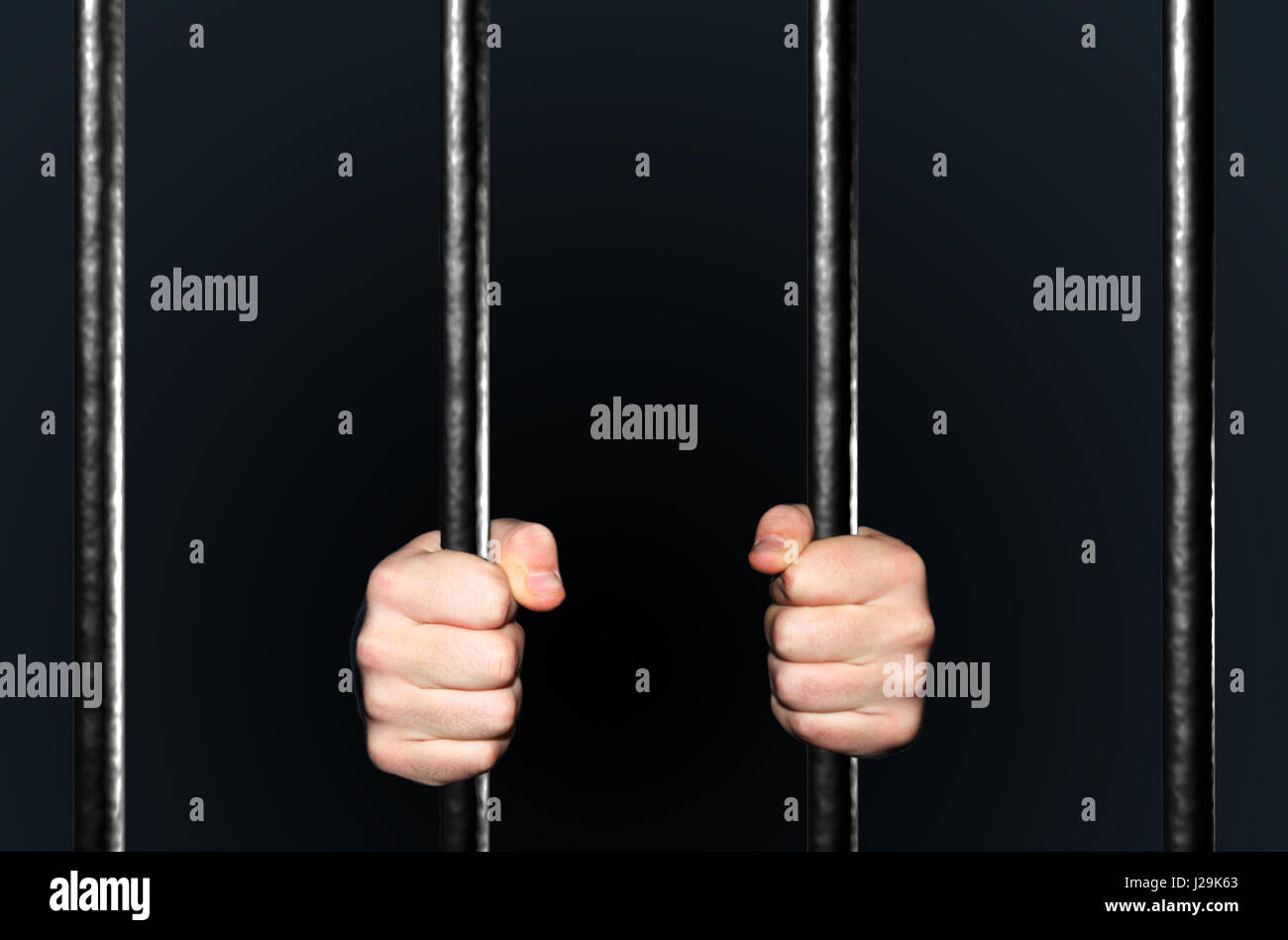 Hands holding Jail Bars, 3d illustration Stock Photo