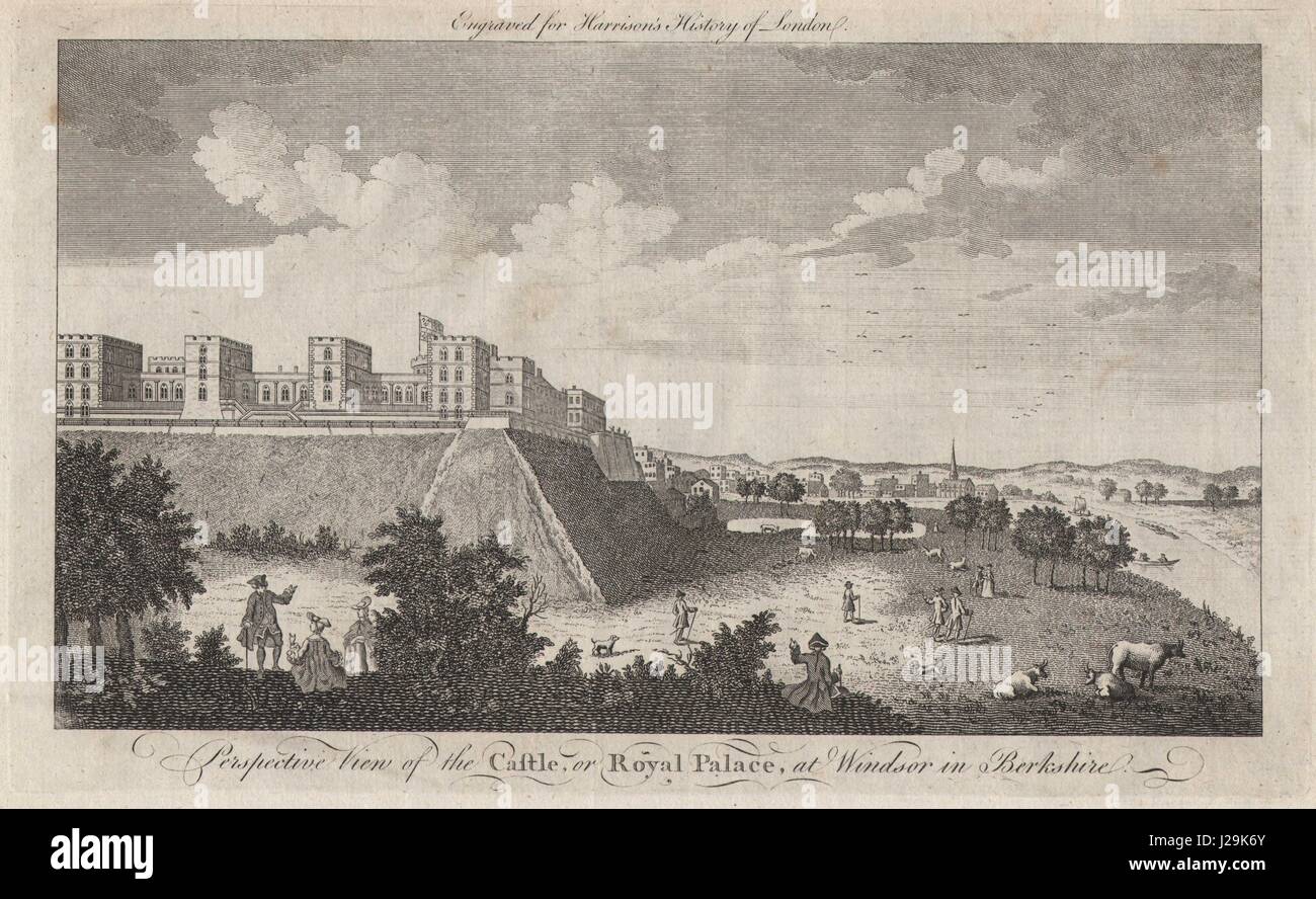 'View of the castle, or Royal Palace, at Windsor in Berkshire'. HARRISON 1776 Stock Photo