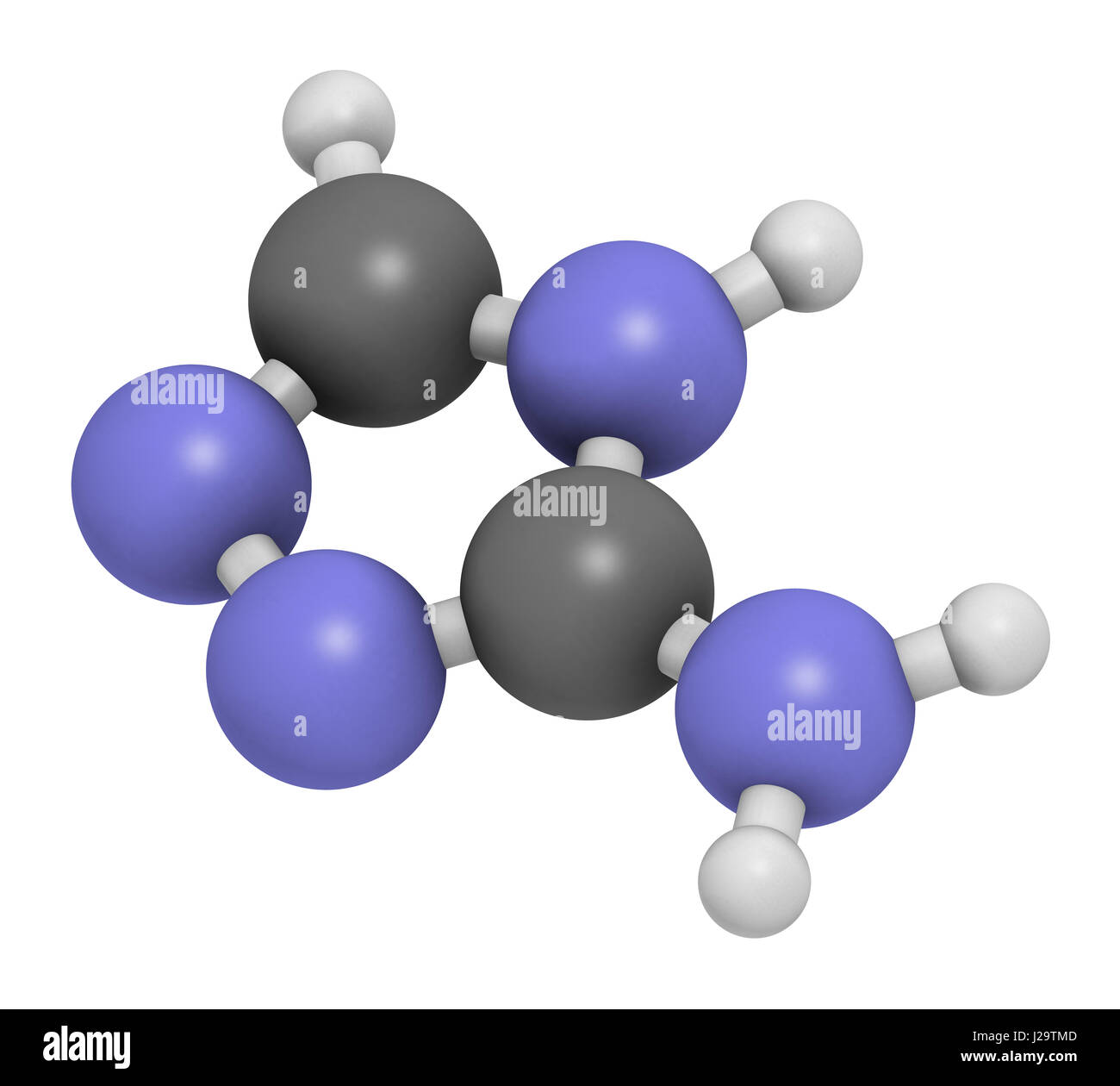 Amitrol (3-Amino-1,2,4-triazole, 3-AT) herbicide molecule. 3D rendering ...
