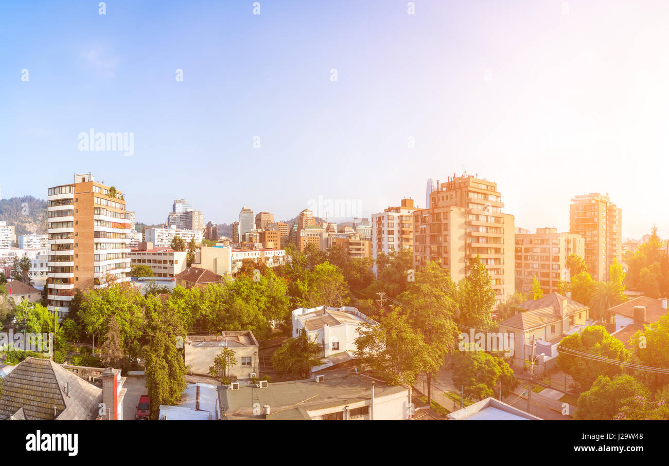 Panoramic view of the resedential neighborhood in Providencia commune in Santiago, Chile Stock Photo