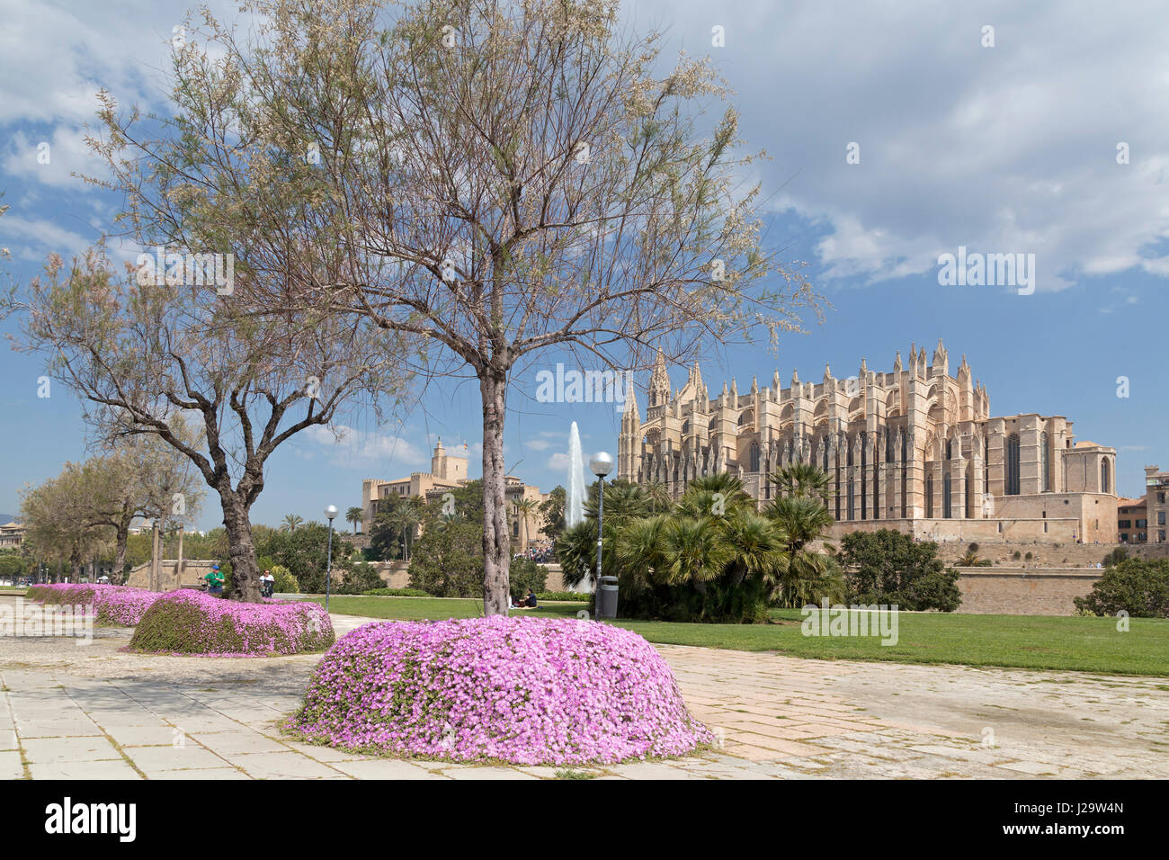 Palau de l´Almudaina and La Seu Cathedral in Palma de Majorca, Spain Stock Photo