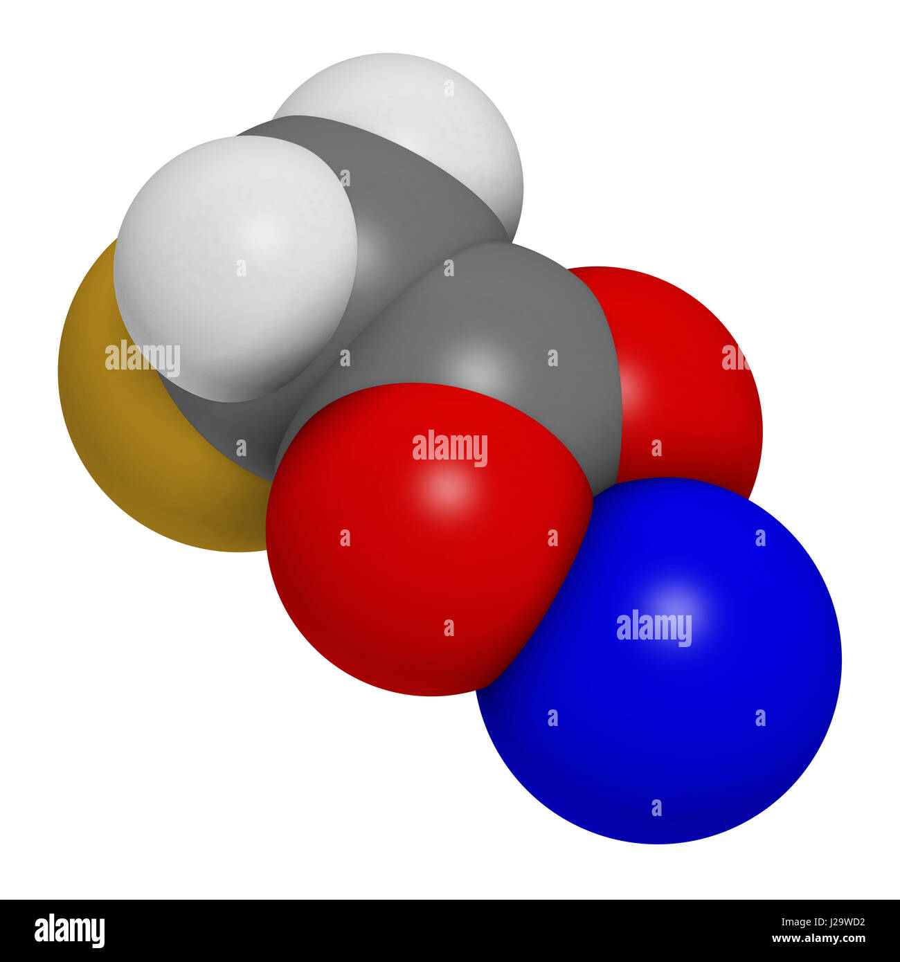 Sodium fluoroacetate pesticide (1080), chemical structure. 3D rendering. Atoms are represented as spheres with conventional color coding: hydrogen (wh Stock Photo