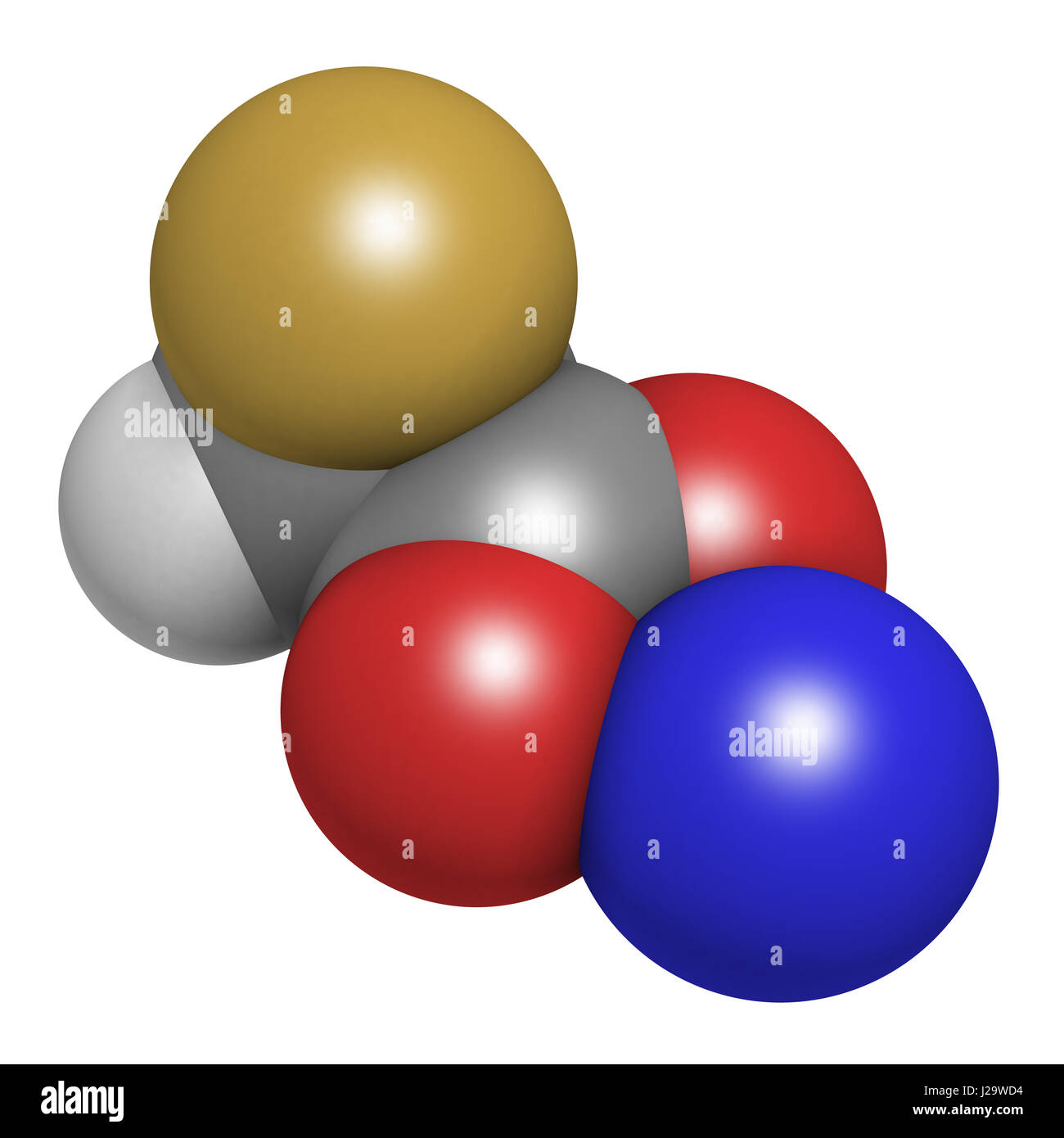Sodium fluoroacetate pesticide (1080), chemical structure. 3D rendering. Atoms are represented as spheres with conventional color coding: hydrogen (wh Stock Photo