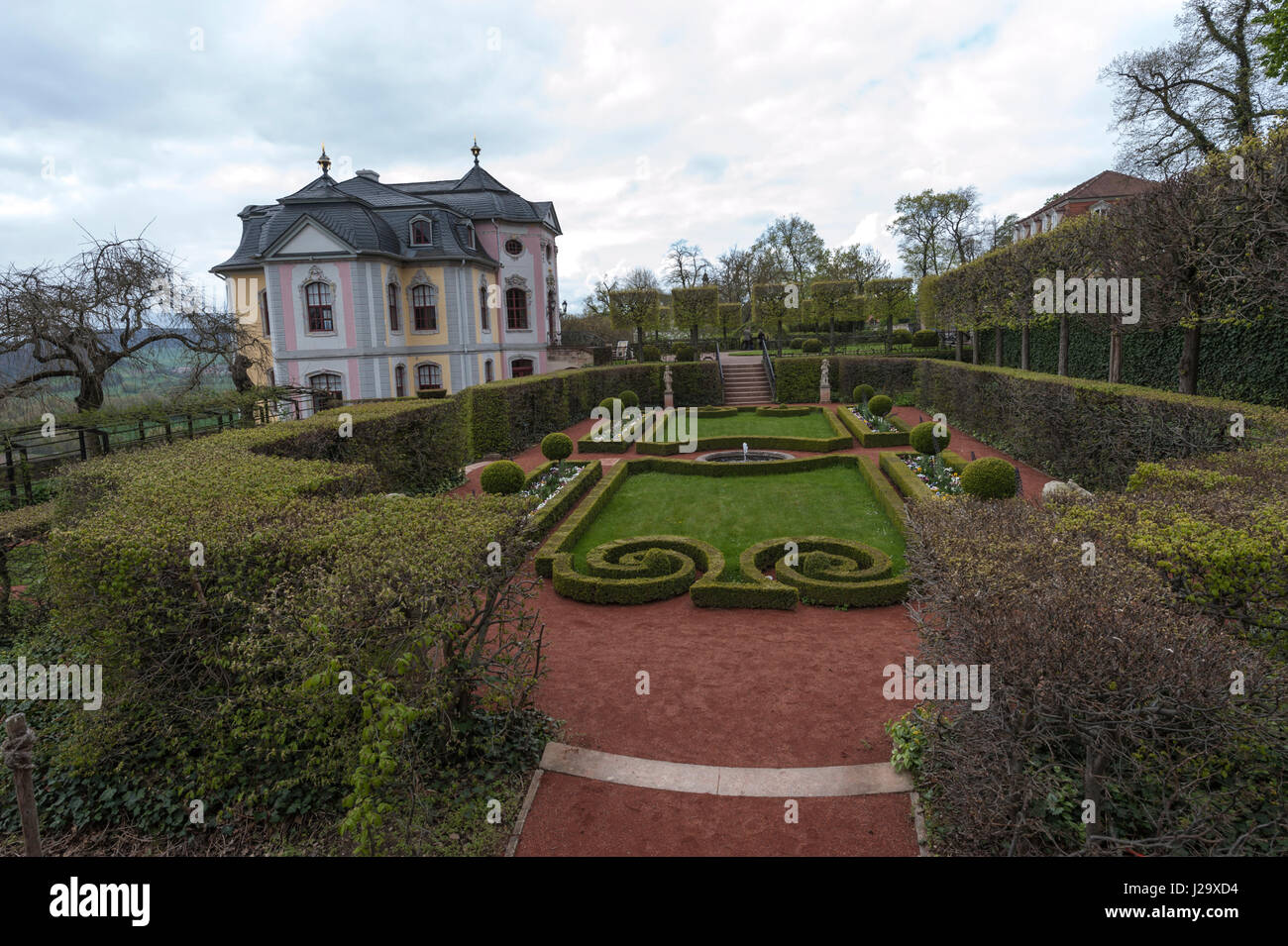 One of the 3 Dornburger Schlosser is the Rokoko Schloss. Dornburg-Camburg, Germany Stock Photo