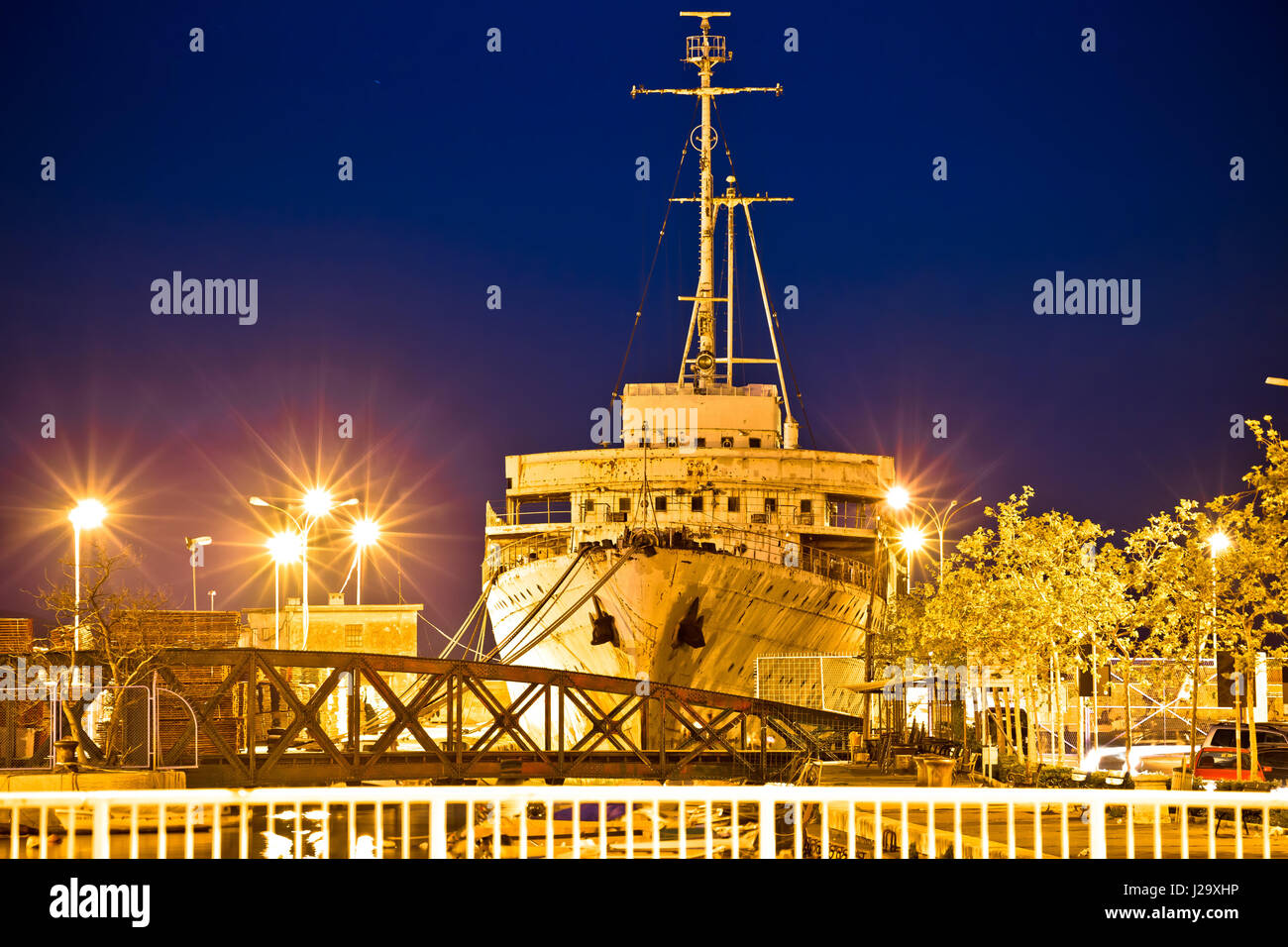Evening view of Galeb ship wreck, former command ship of Yugoslavian army, Rijeka, Croatia Stock Photo