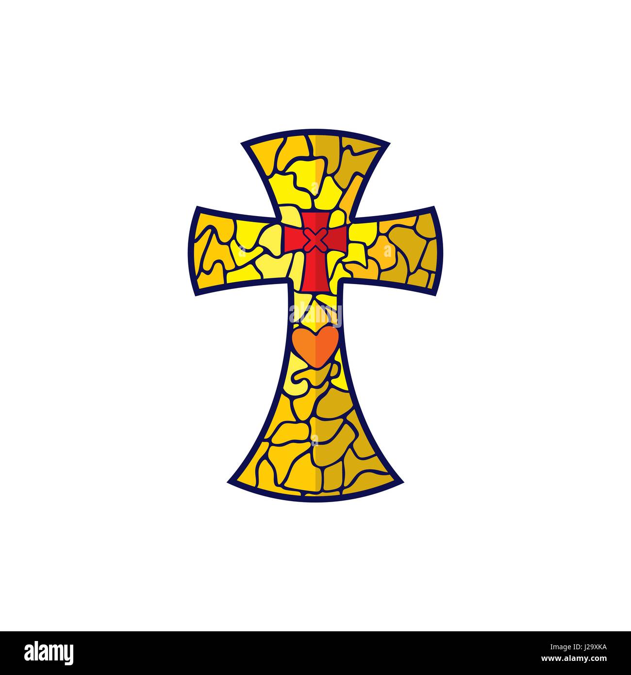 Church logo. Cross their mosaics Stock Vector
