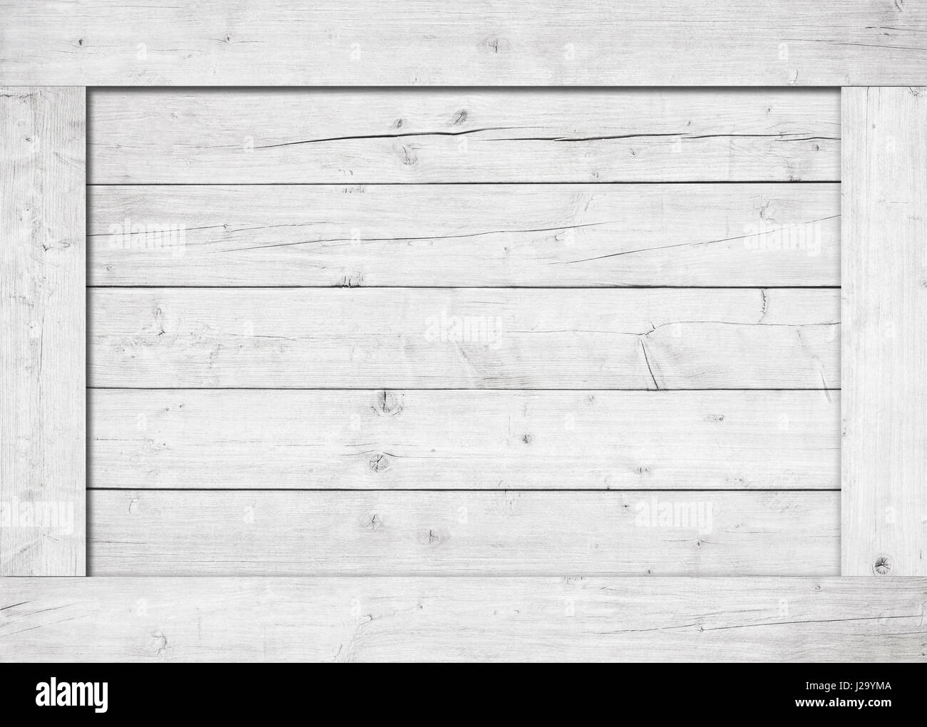 Side of white wooden crate, box, wall or frame Stock Photo