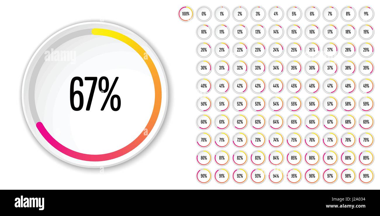 Set of circle percentage diagrams from 0 to 100 ready-to-use for web ...