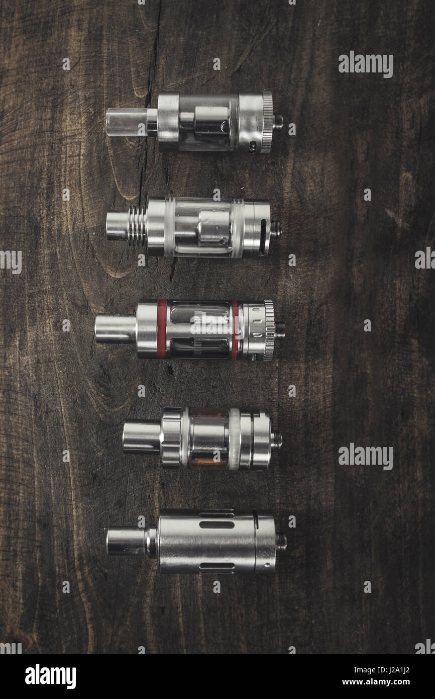 Electronic cigarette Atomizers from above Stock Photo