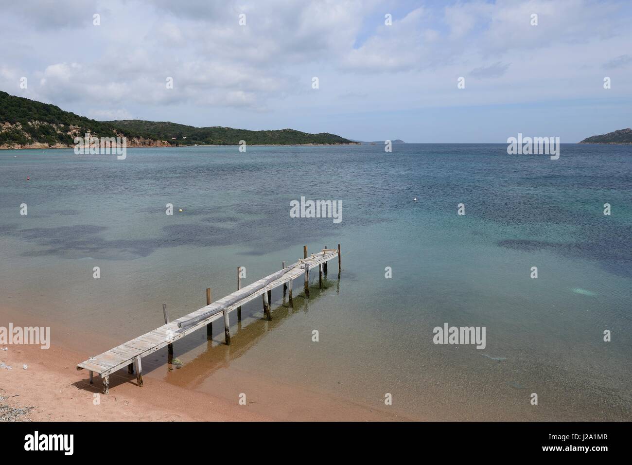 Landing place on deserted beach on Corsica Stock Photo