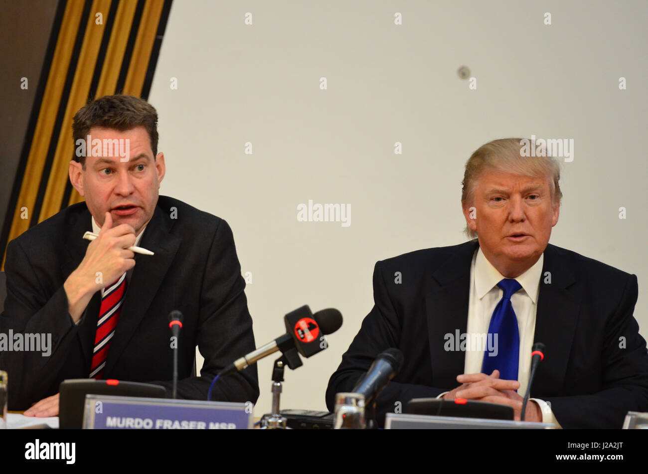 US Tycoon Donald Trump attacks windfarms in a submission to Scottish Parliament committee Stock Photo