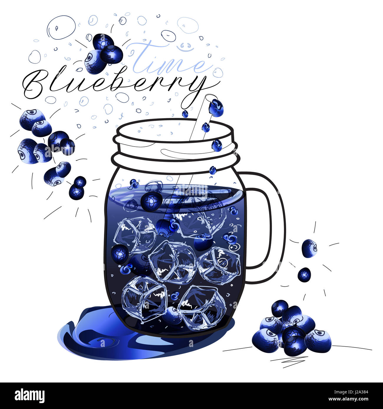 Blueberry juice in mason jar Stock Photo Alamy
