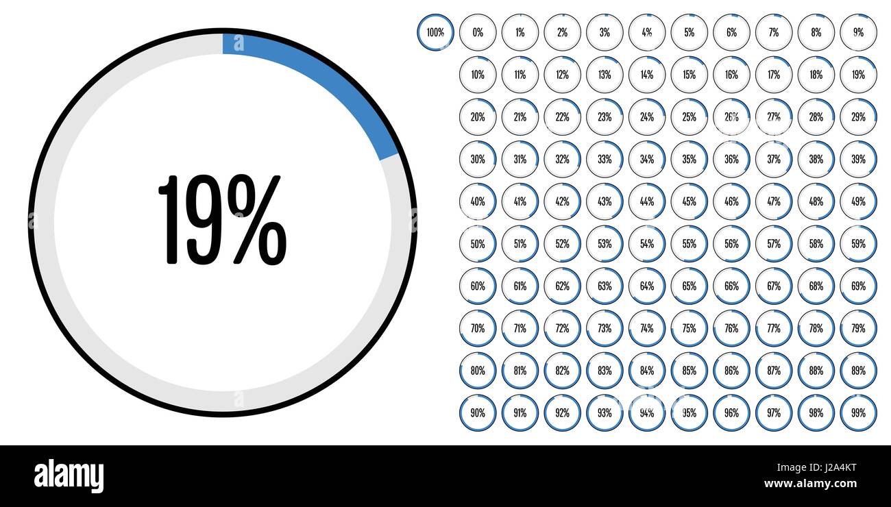 Set of circle percentage diagrams from 0 to 100 ready-to-use for web ...