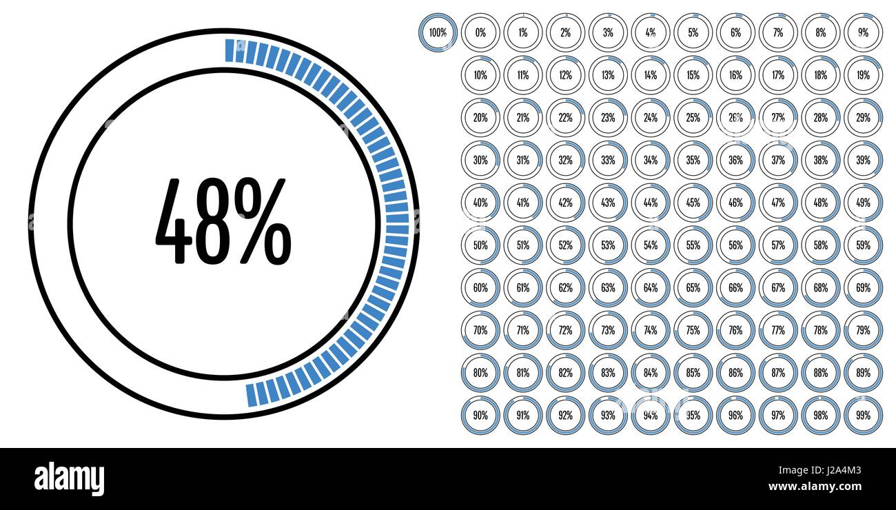 Set of circle percentage diagrams from 0 to 100 ready-to-use for web ...