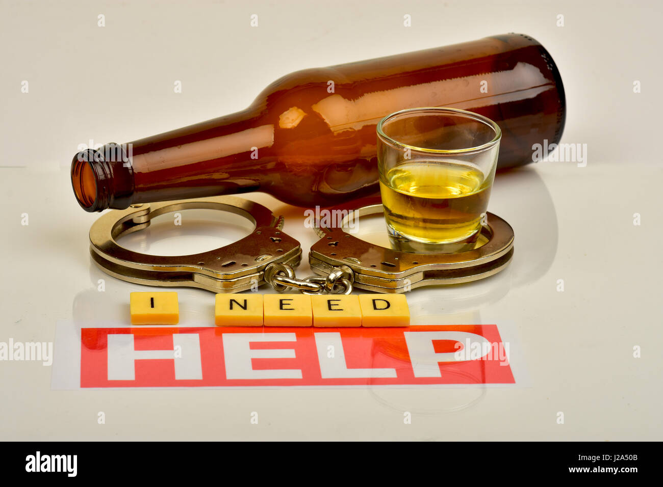 Signs and symbols of alcoholism and the need for help. Stock Photo