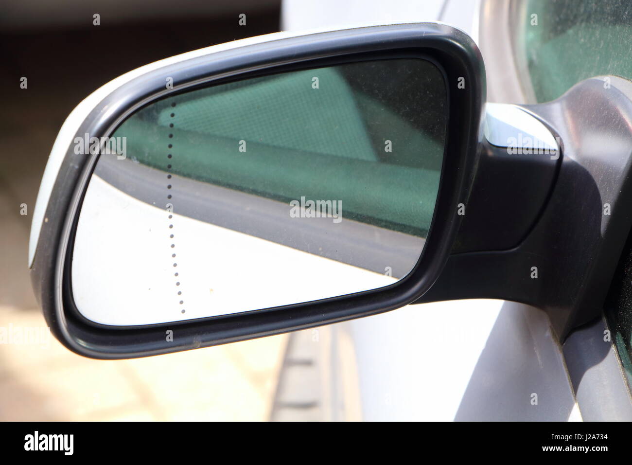 Rear-view mirror of a car Stock Photo
