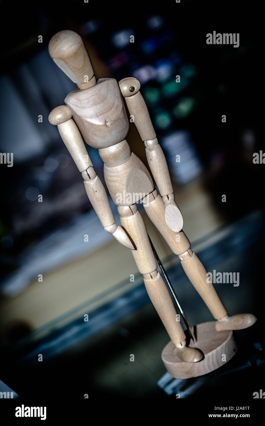 wooden articulated doll Stock Photo