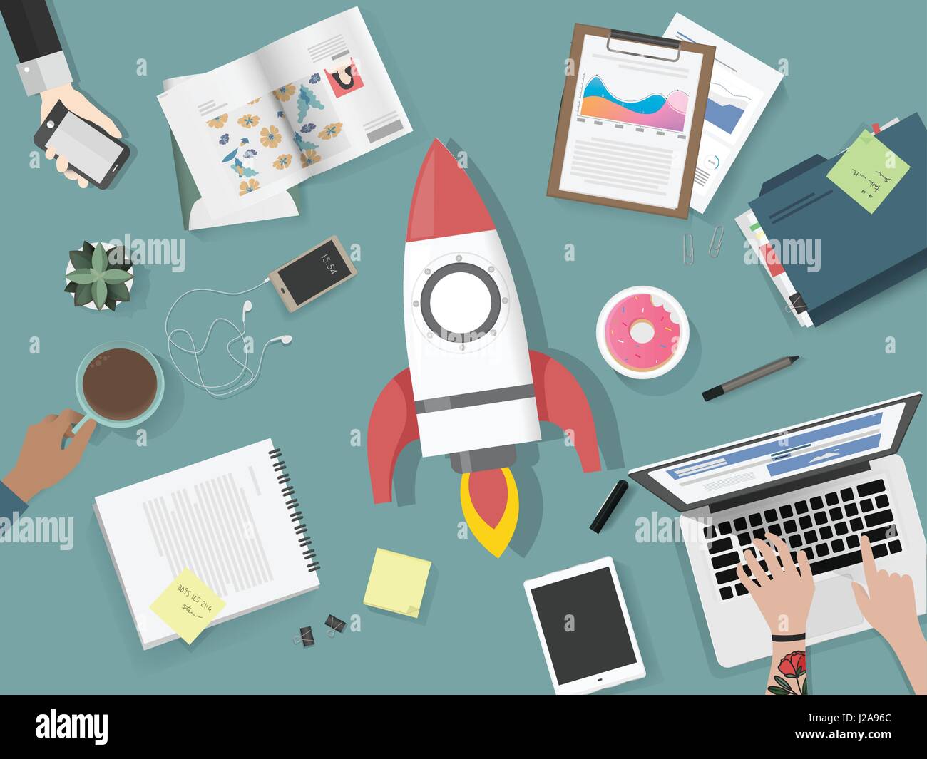 People meeting brainstorming launch vector illustration Stock Vector ...