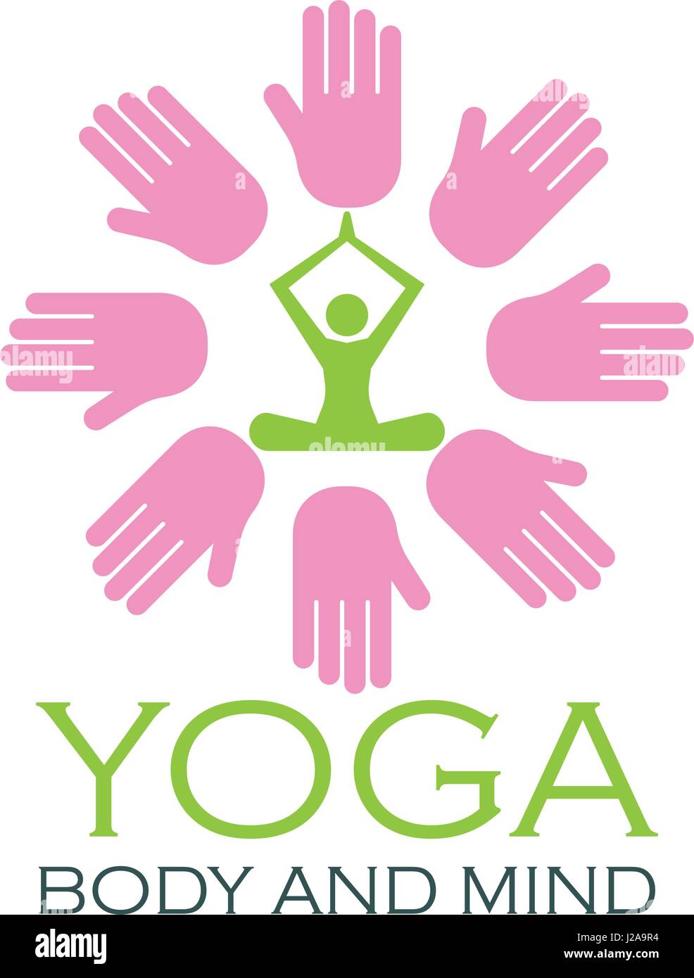 yoga body and mind meditation logo with text space for your slogan