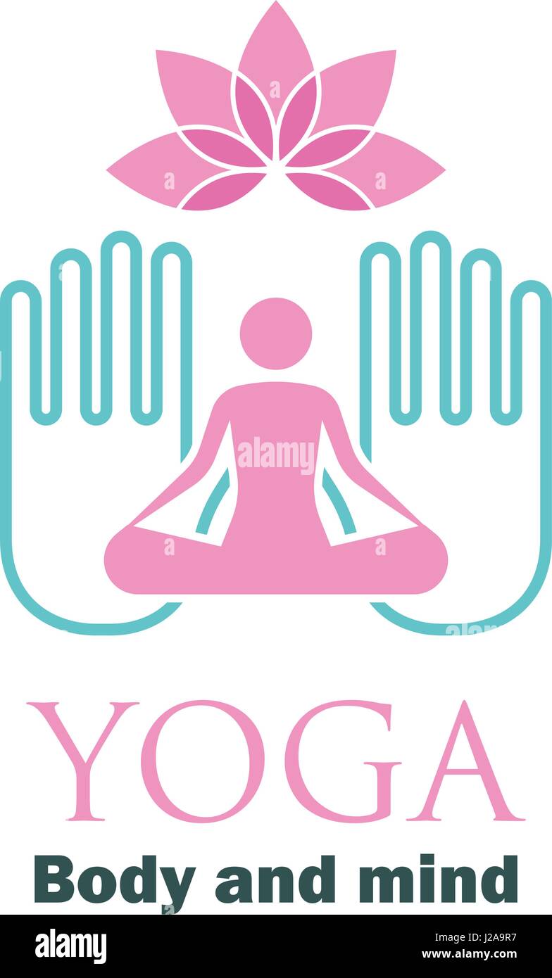 yoga body and mind meditation logo with text space for your slogan