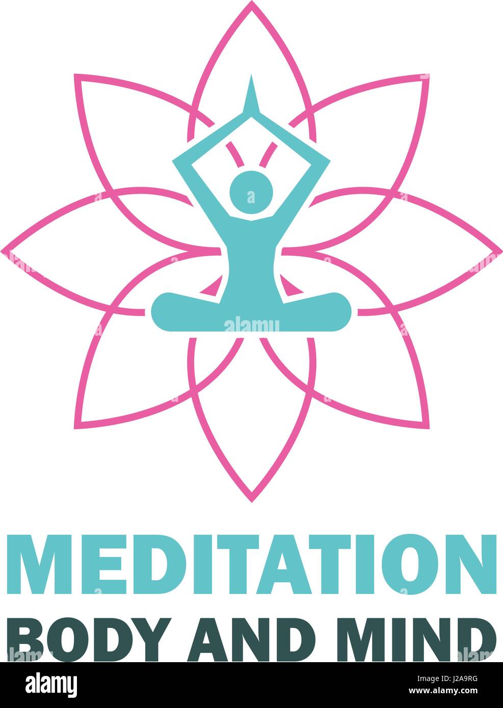 yoga body and mind meditation logo with text space for your slogan