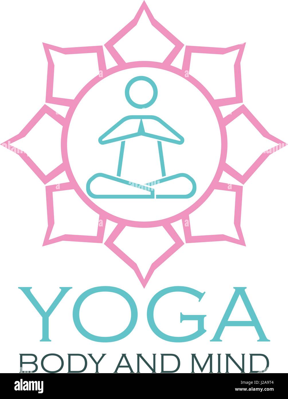 yoga body and mind meditation logo with text space for your slogan