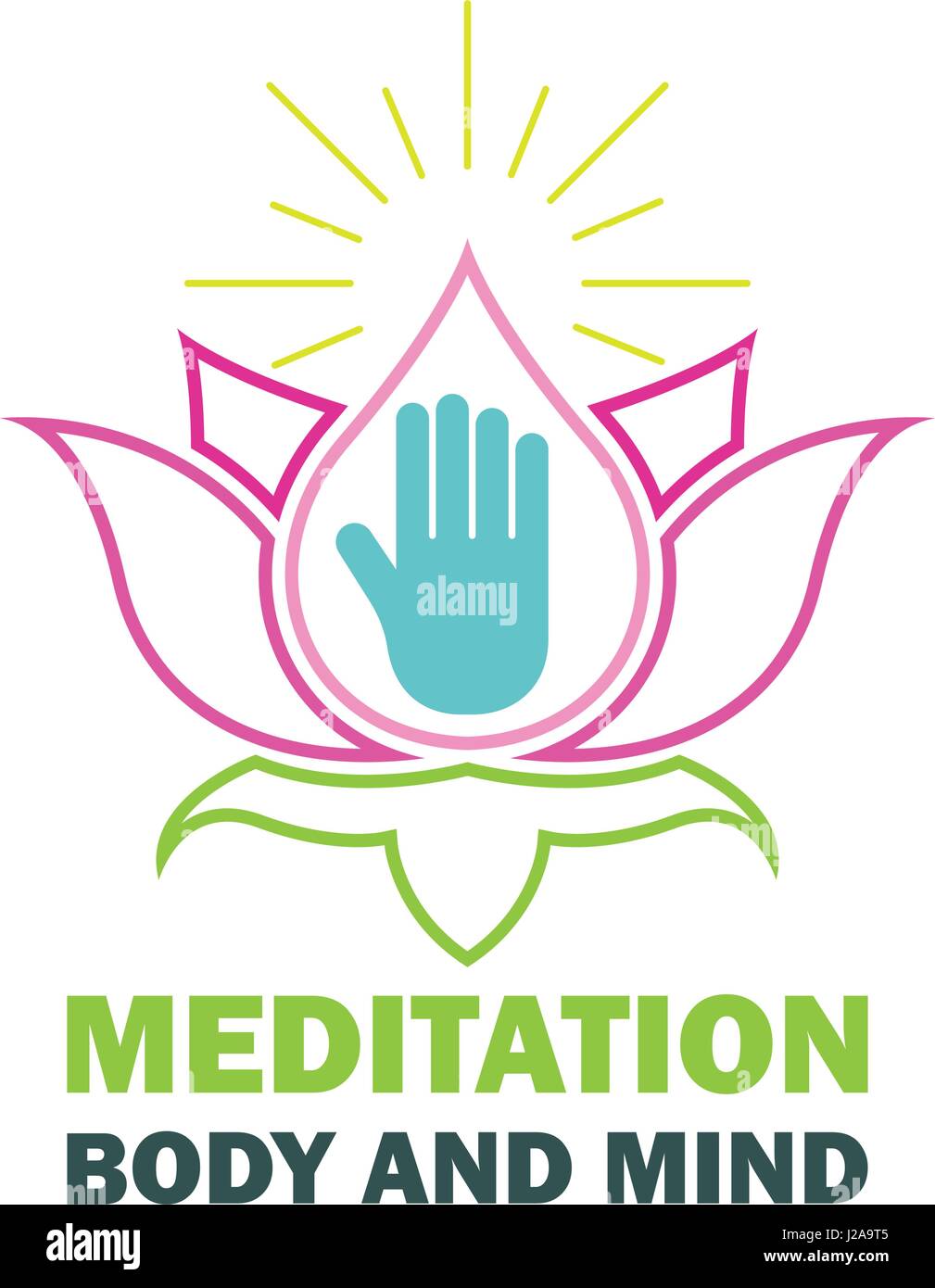 yoga body and mind meditation logo with text space for your slogan