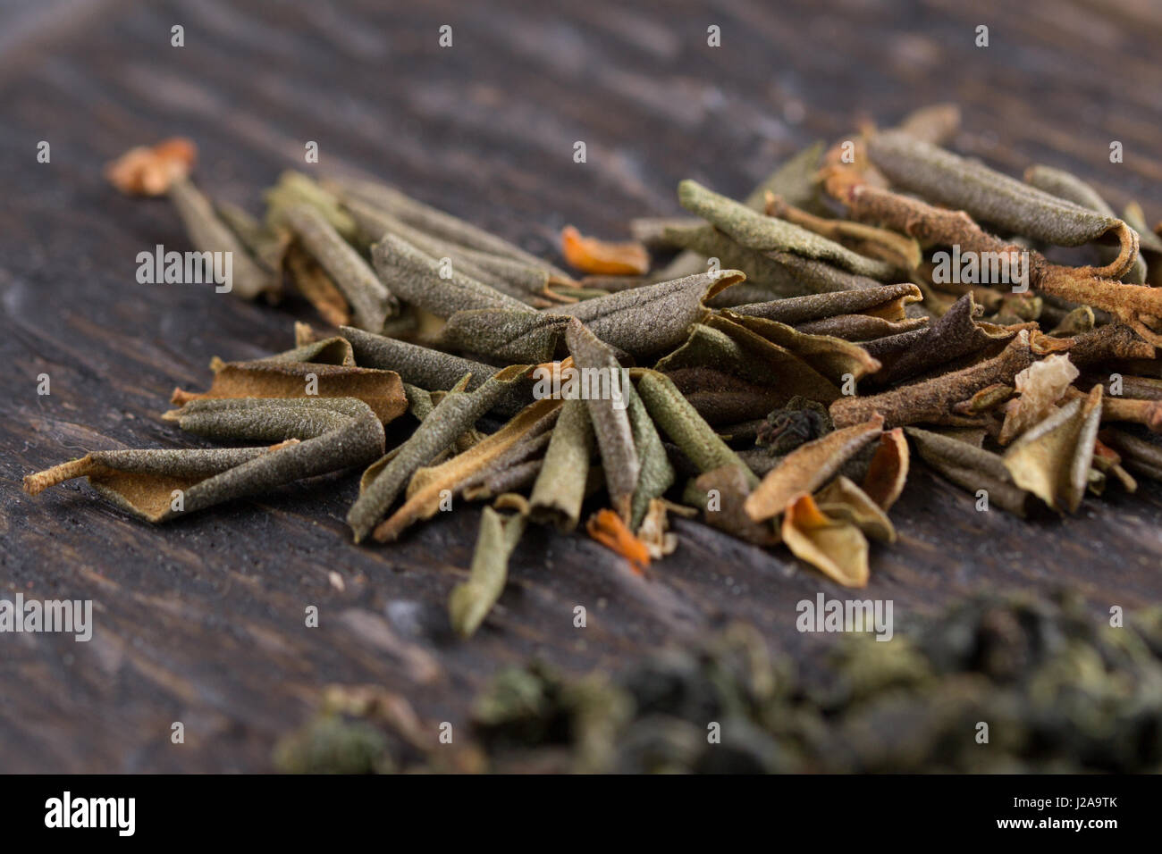 Rhododendron Adamsii Macro. Dry medicinal tea leaves Stock Photo