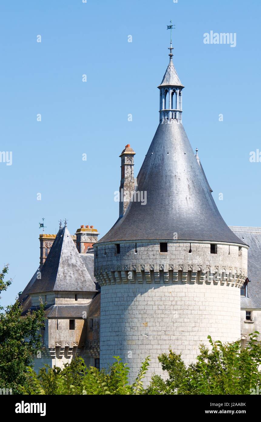 Castle of Chaumont Sur Loire, Loire Valley, France. Originally built in the 10th century, has undergone multiple renovations until reaching its presen Stock Photo