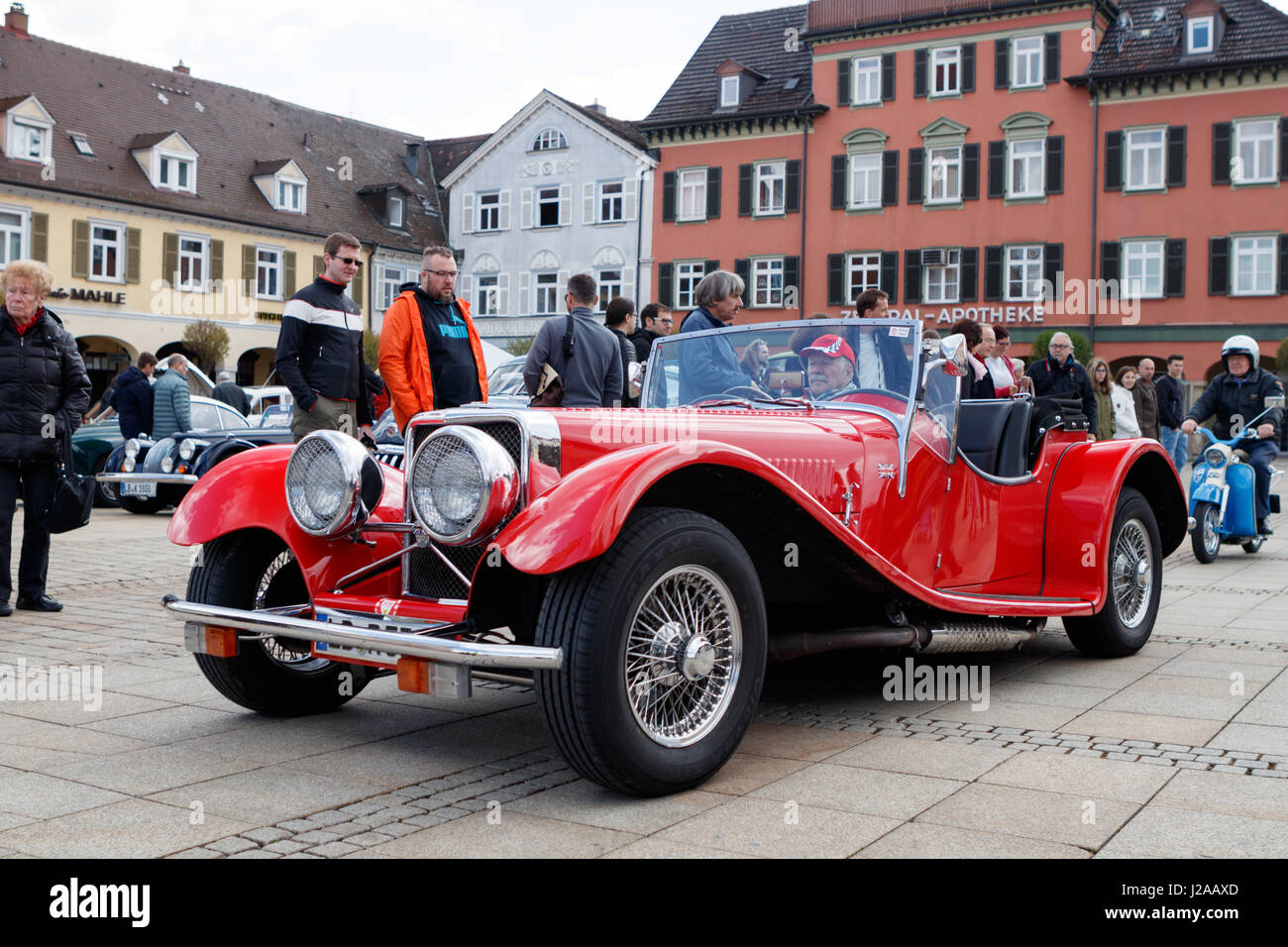 LUDWIGSBURG, GERMANY - APRIL 23, 2017: Panther J72 oldtimer car at the eMotionen event on April 23, 2017 in Ludwigsburg, Germany. Front side view. Stock Photo