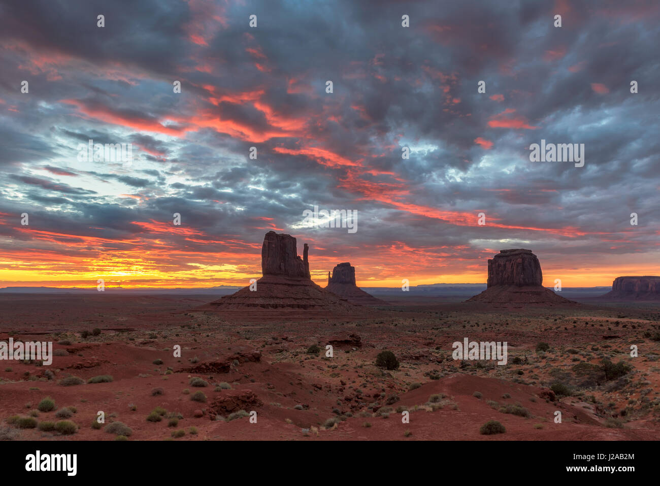 Beautiful sunrise at Monument Valley, Arizona, USA. Stock Photo