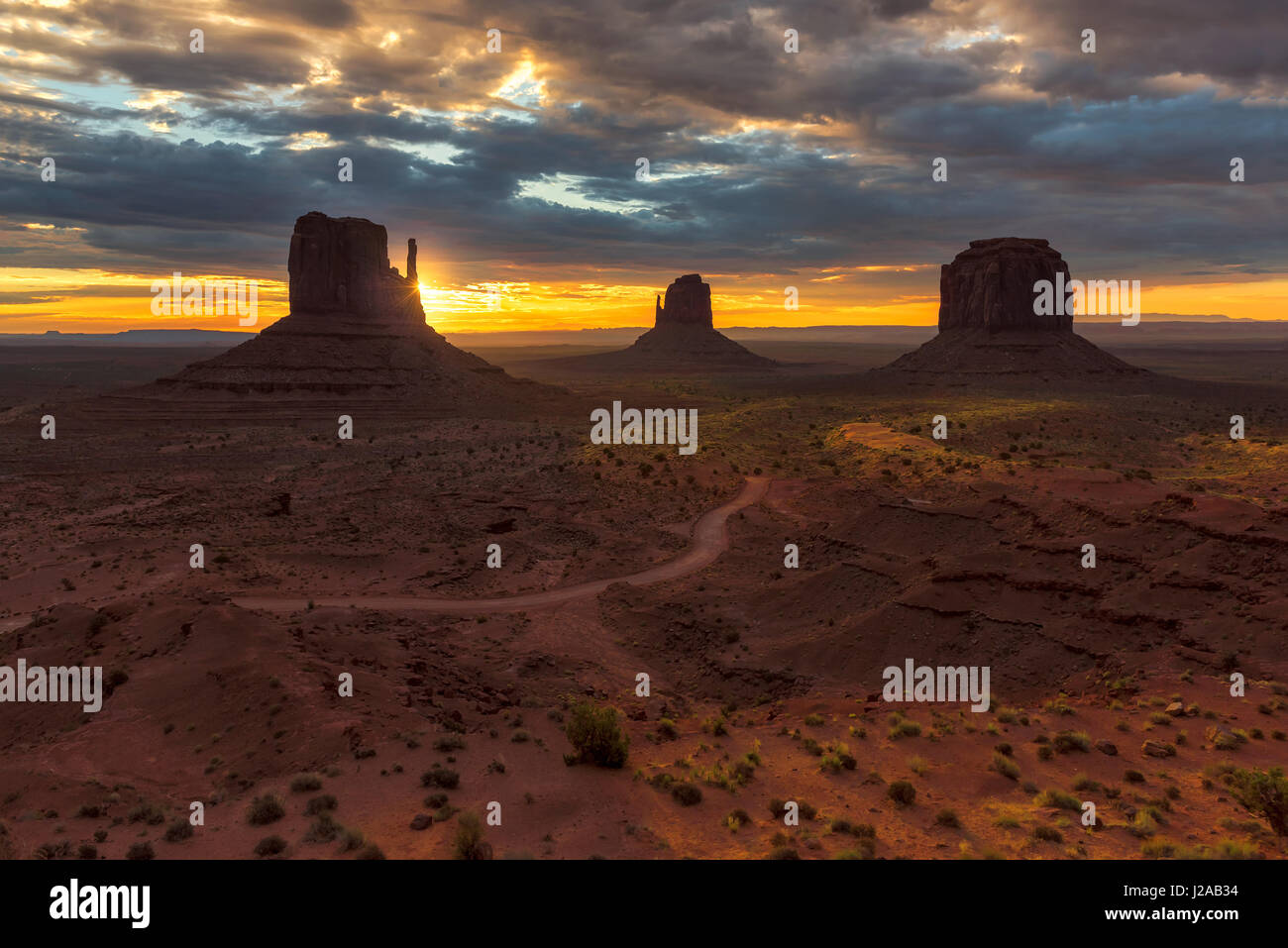 Beautiful sunrise at Monument Valley, Arizona, USA. Stock Photo