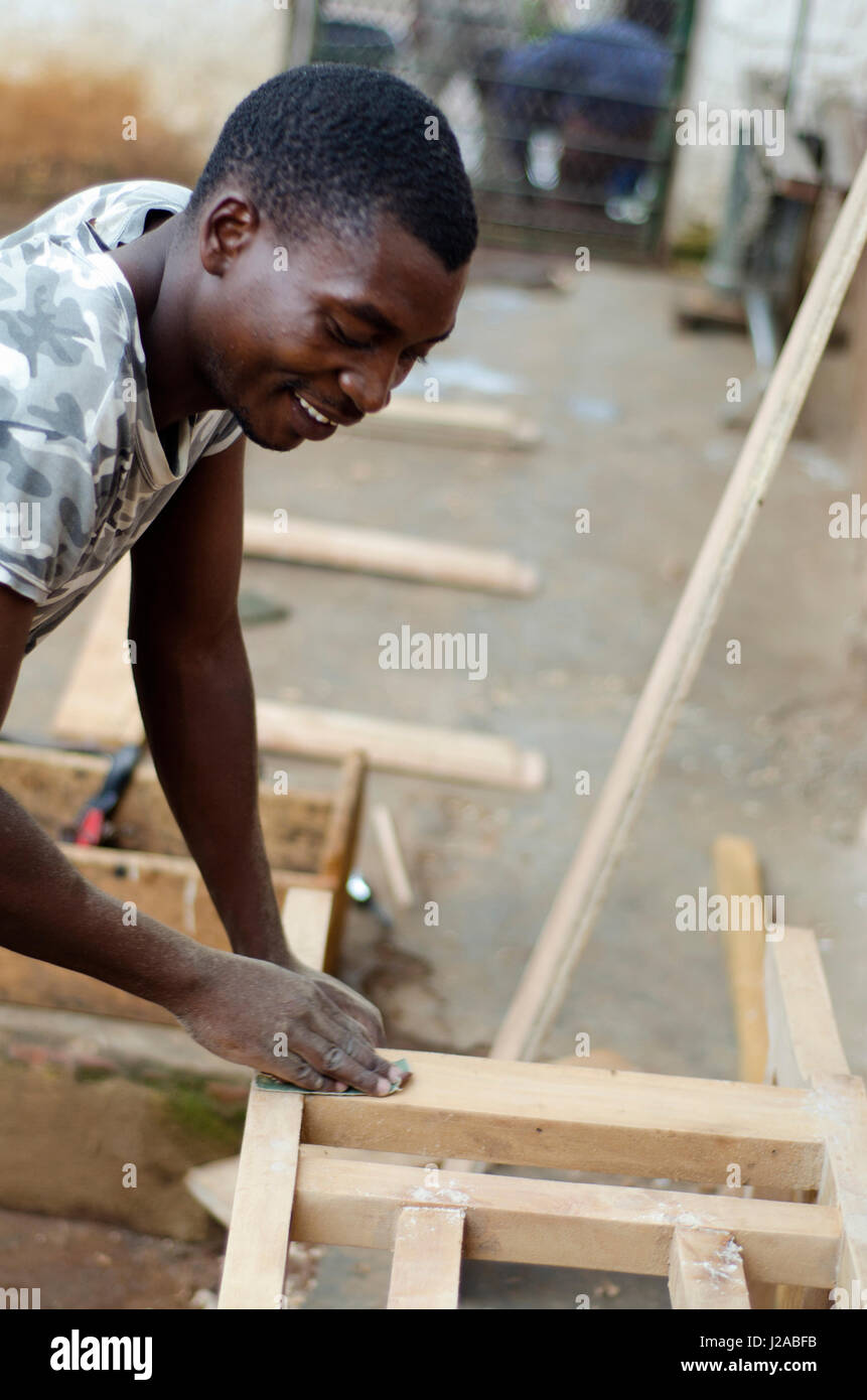 Malawi, Bvumbwe Young Offenders Rehabilitation Centre in Thyolo district where young offenders, convicted and remanded live. Carpentry training is part of the rehabilitation. Once released, they will lack tools to continue with the carpentry at home. Stock Photo