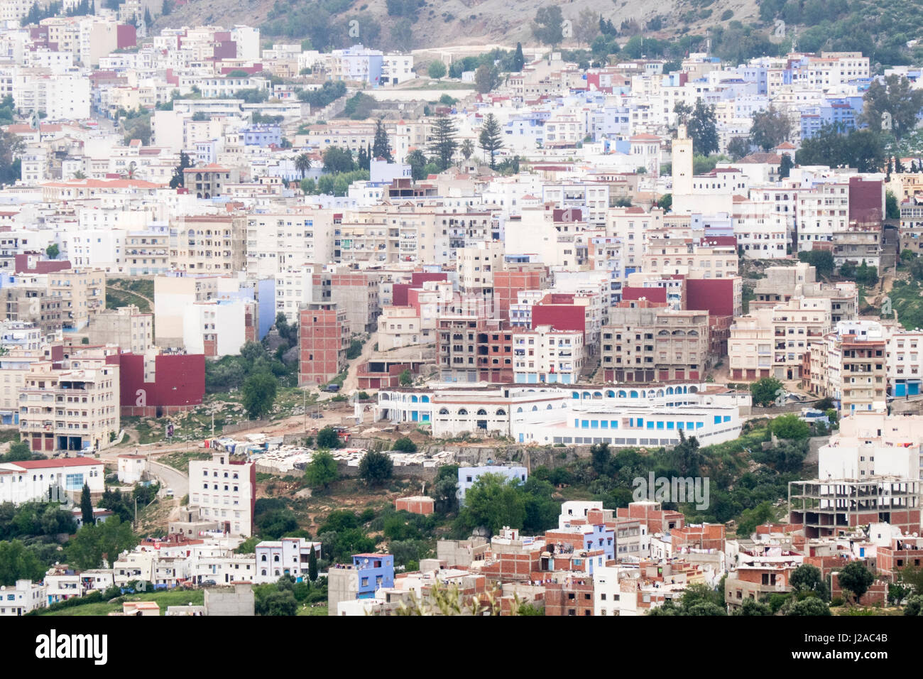 Morocco, Chefchaouen or Chaouen is the chief town of the province of the same name. It is most noted for its small narrow streets and neighborhoods painted in variety of vivid blue colors. Stock Photo