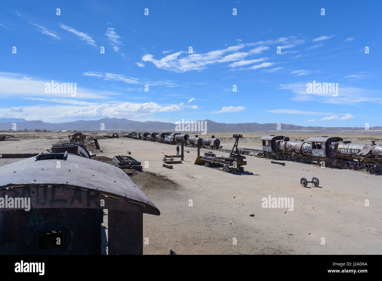 Bolivia, Departamento de Potosí, Uyuni, In Uyuni (3600 m asl) there is the legendary train cemetery Stock Photo