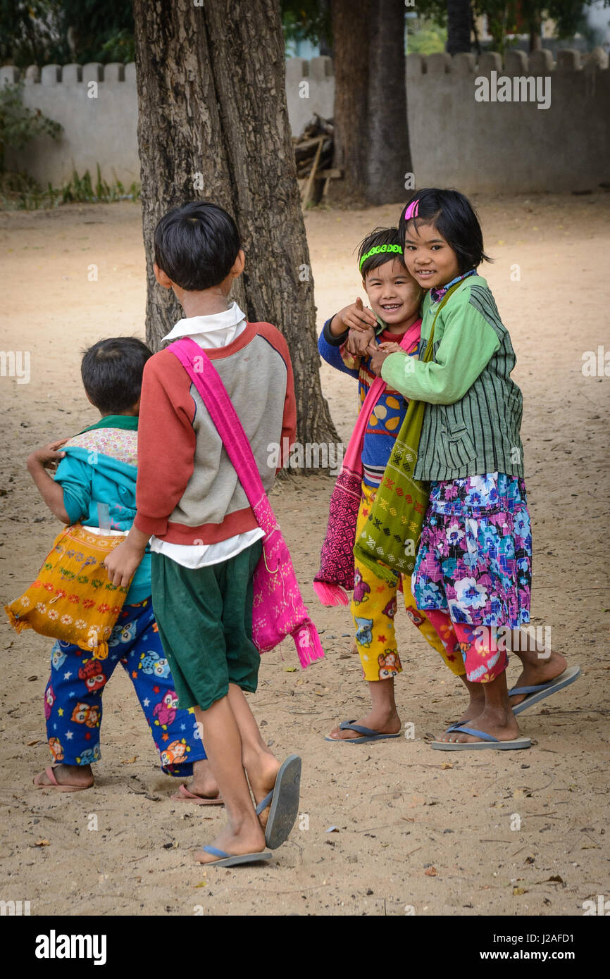 Myanmar (Burma), Mandalay Region, Taungtha, Taung Ba, Mandalay Province, Taung Ba Primary School Stock Photo