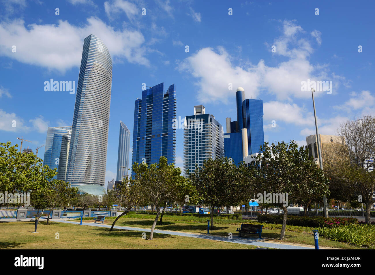 Corniche waterfront in Abu Dhabi, United Arab Emirates, Middle East Stock Photo