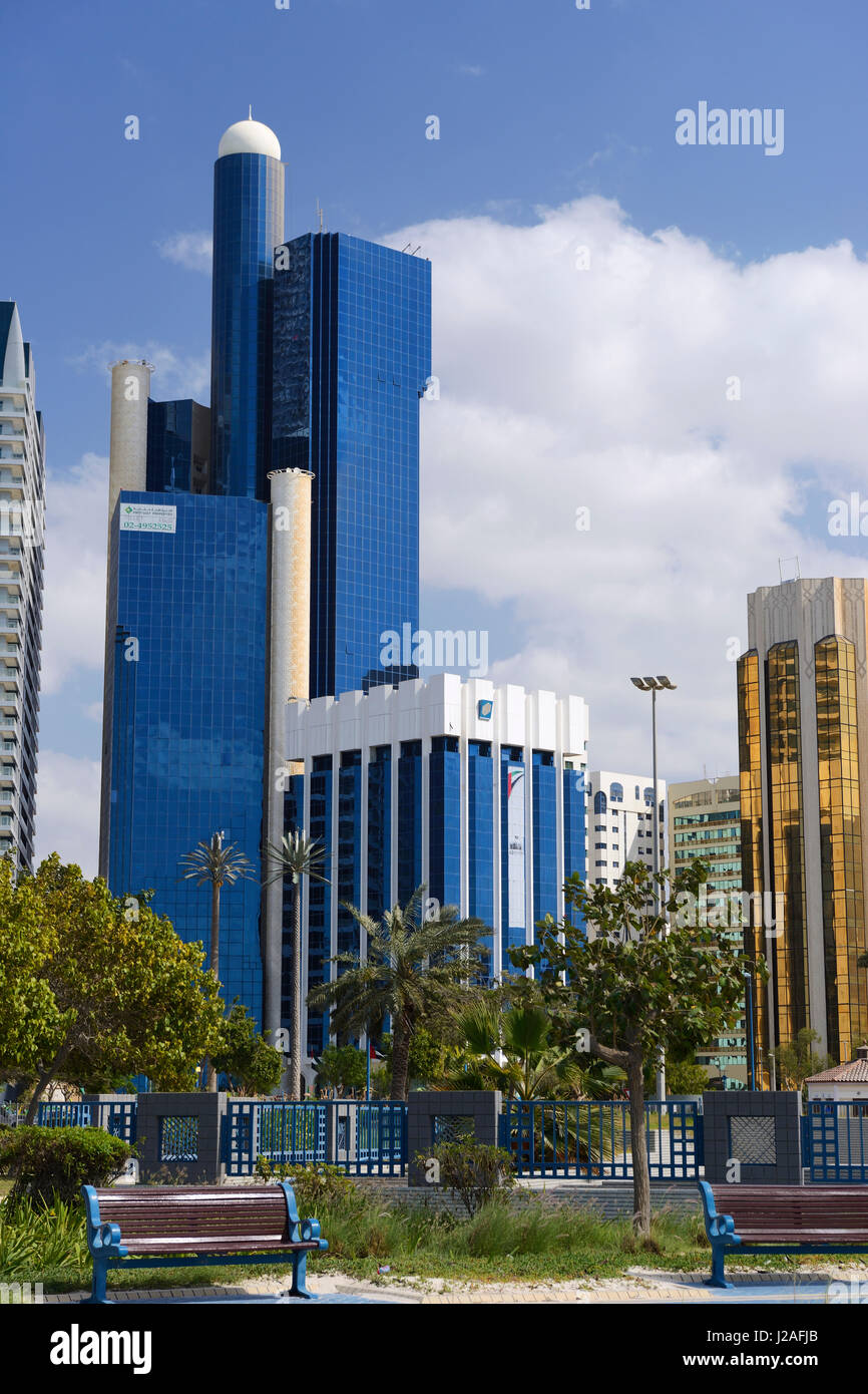Corniche waterfront in Abu Dhabi, United Arab Emirates, Middle East Stock Photo